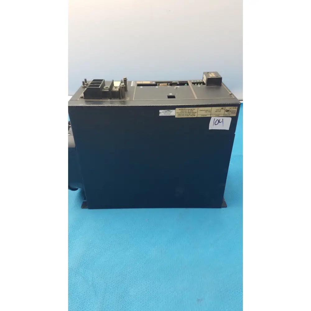 Black industrial control panel with metallic connectors and labeled stickers for cincinnati milacron c5 spindle drive