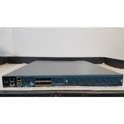 Cisco catalyst 9200 series wireless lan controller with dark gray chassis and blue front panel featuring ethernet ports