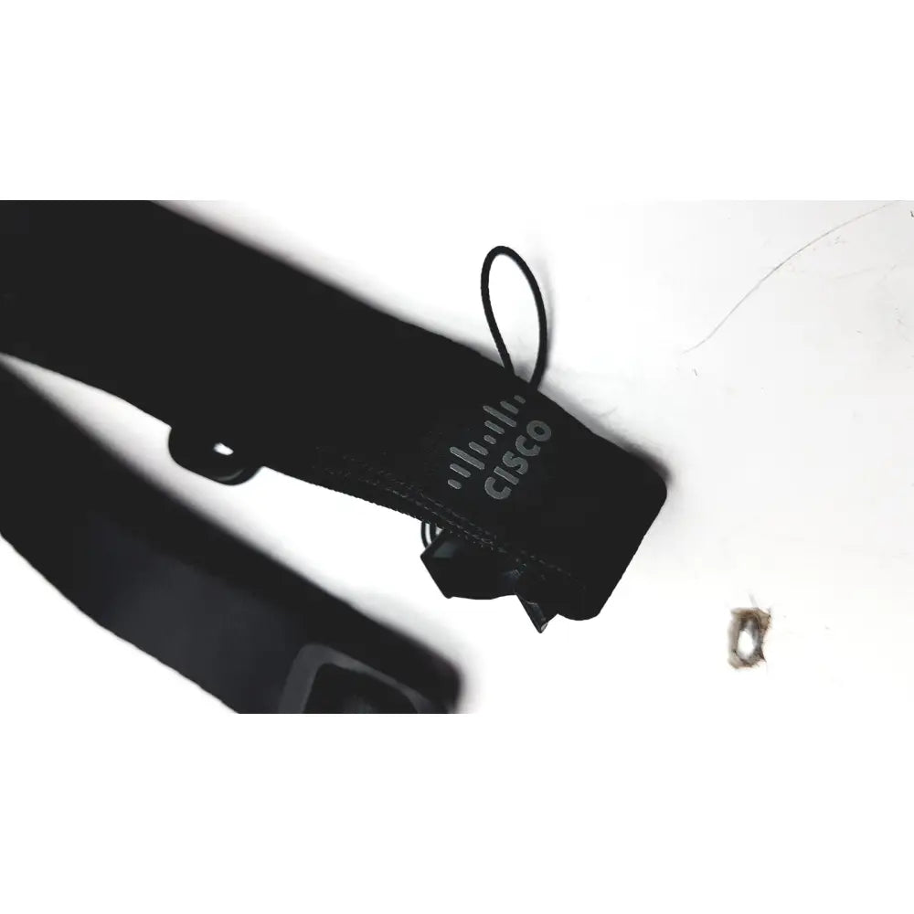 Black cisco 8821 lanyard with subtle gray logo and reinforced stitching ideal for reuse medical and office desk accessories