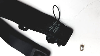 Black cisco 8821 lanyard with subtle gray logo and reinforced stitching ideal for reuse medical and office desk accessories