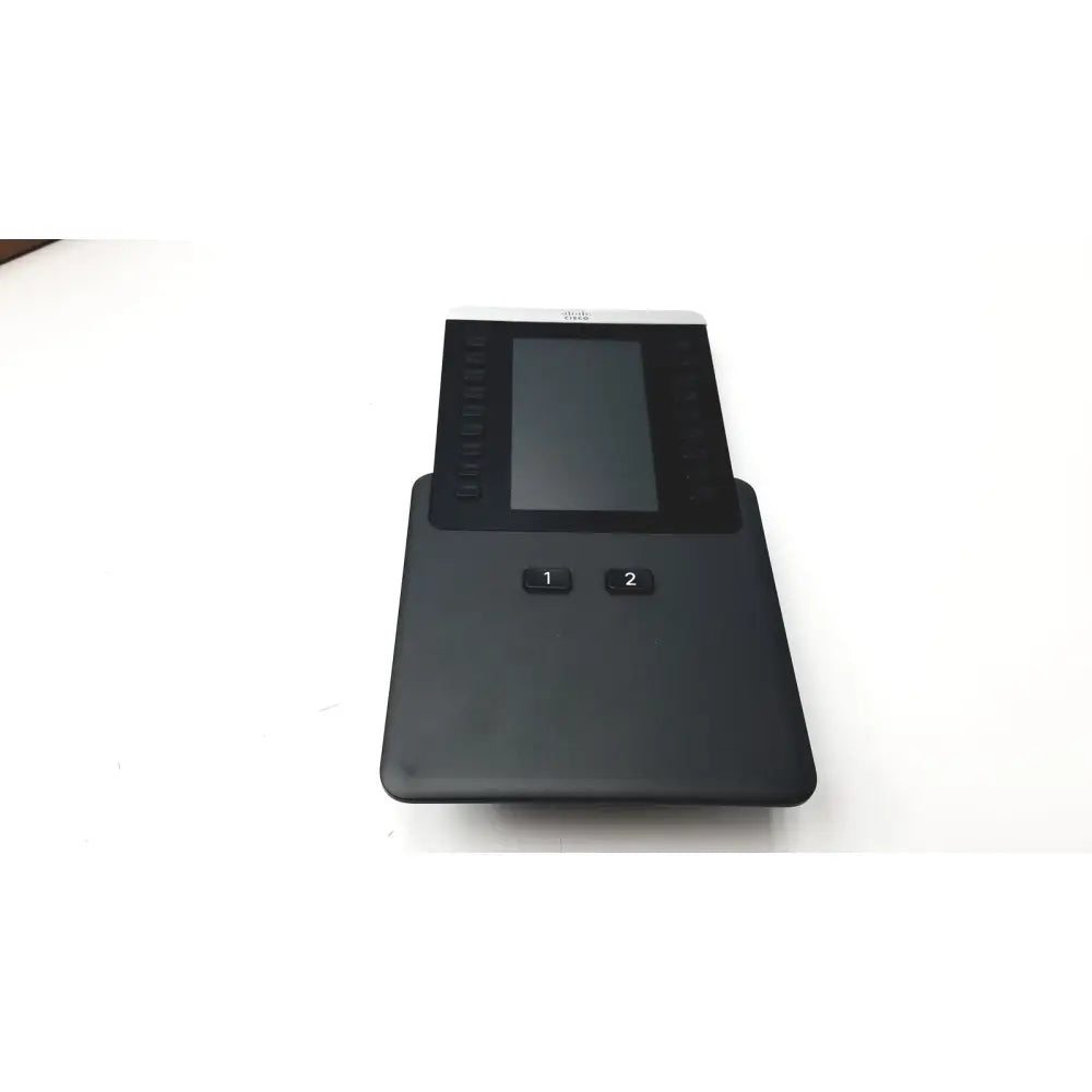 Black cisco ip phone 8800 key expansion module with touchscreen display and two numbered buttons for key expansion