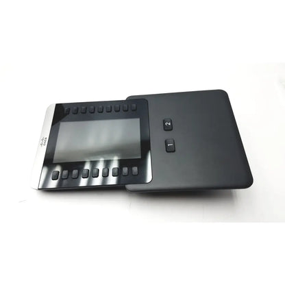 Black Cisco IP Phone key expansion module with touchscreen display and multiple physical buttons for expanded functionality