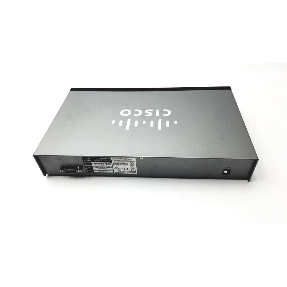 Black cisco sf300-8 managed switch with matte finish and silver logo designed for efficient reuse medical networking