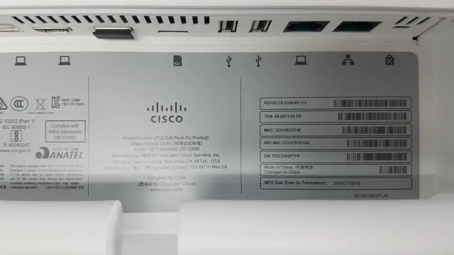 Cisco Webex DX80 Video Collaboration Touch Screen System Video Collaboration System, as-is (for parts) product photo 4