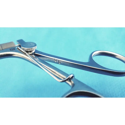 Silver claw gasper 10mm surgical forceps with textured adjustment knob and polished metal blades for precise use