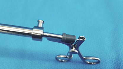 Stainless steel claw gasper 10mm surgical instrument with sleek polished finish and black rubberized grip