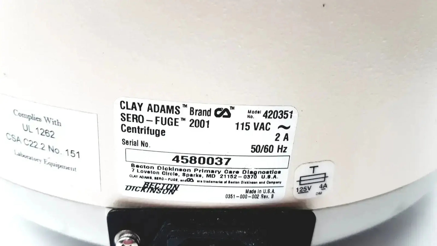 Clay Adams Becton Dickinson Sero-Fuge 2001 Centrifuge Centrifuge, second-hand product photo 11