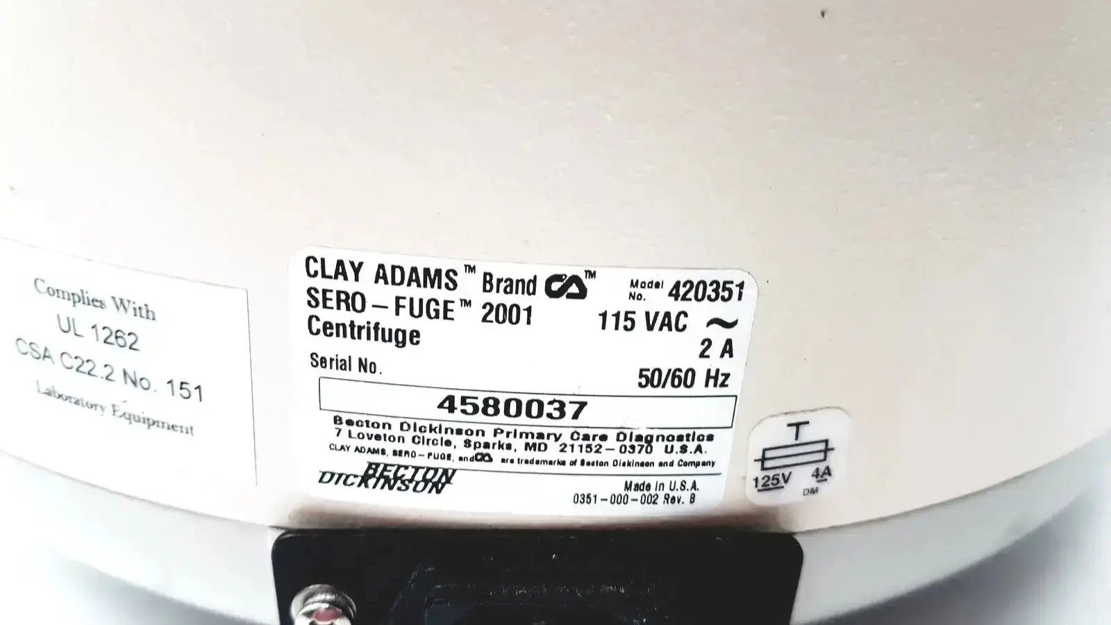 Clay Adams Becton Dickinson Sero-Fuge 2001 Centrifuge Centrifuge, second-hand product photo 11
