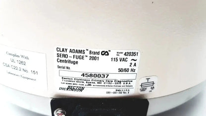 Clay Adams Becton Dickinson Sero-Fuge 2001 Centrifuge Centrifuge, second-hand product photo 11