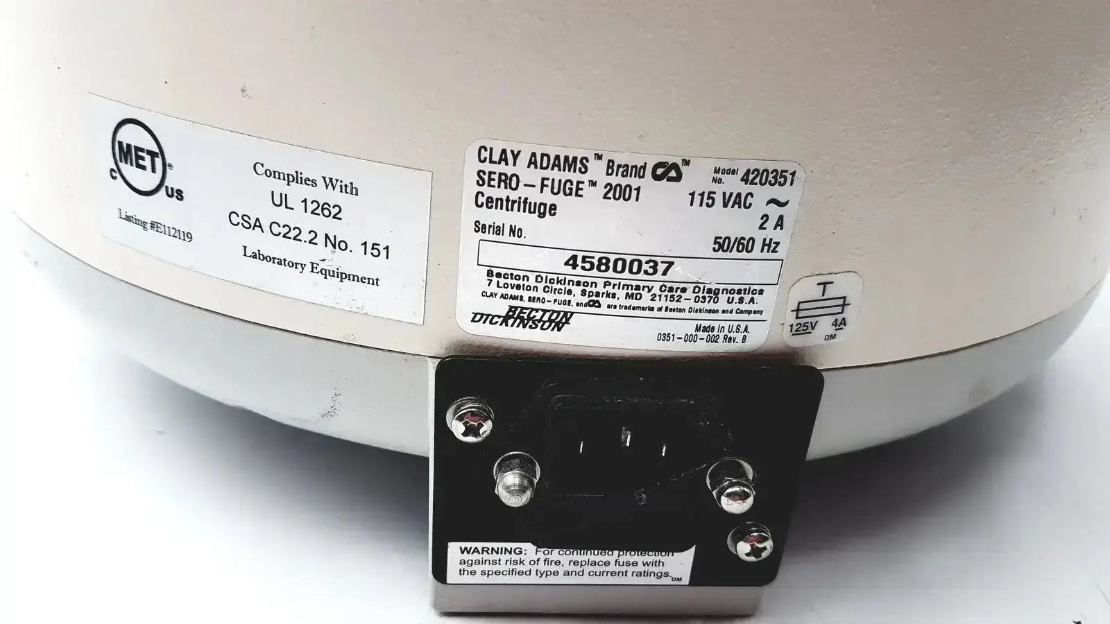 Clay Adams Becton Dickinson Sero-Fuge 2001 Centrifuge Centrifuge, second-hand product photo 9