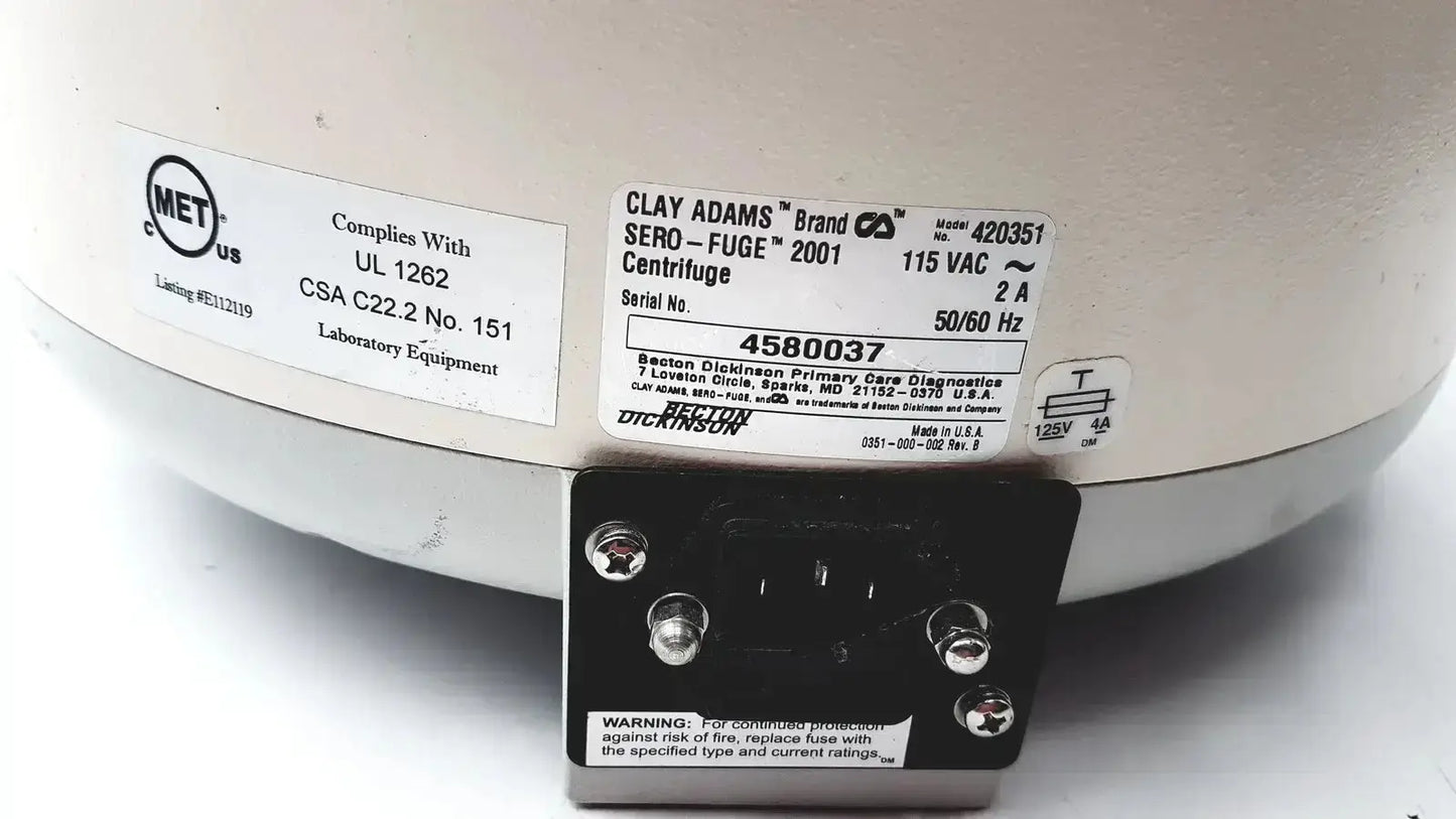 Clay Adams Becton Dickinson Sero-Fuge 2001 Centrifuge Centrifuge, second-hand product photo 9