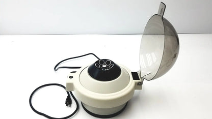Cream-colored clay adams roche model 0171 analytical centrifuge with black top and transparent dome lid for reuse medical labs