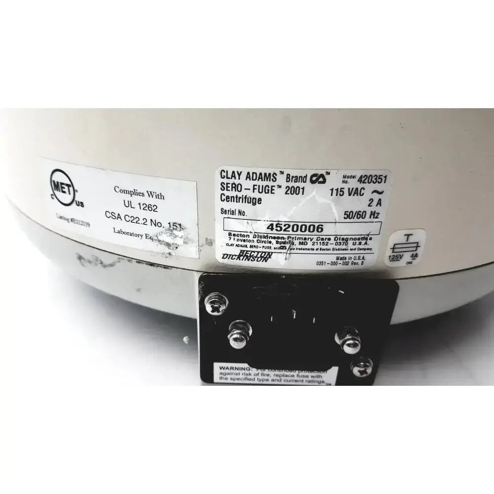 Clay Adams Sero-Fuge 2001 Benchtop Centrifuge Model 420351 Benchtop Centrifuge, second-hand product photo 4