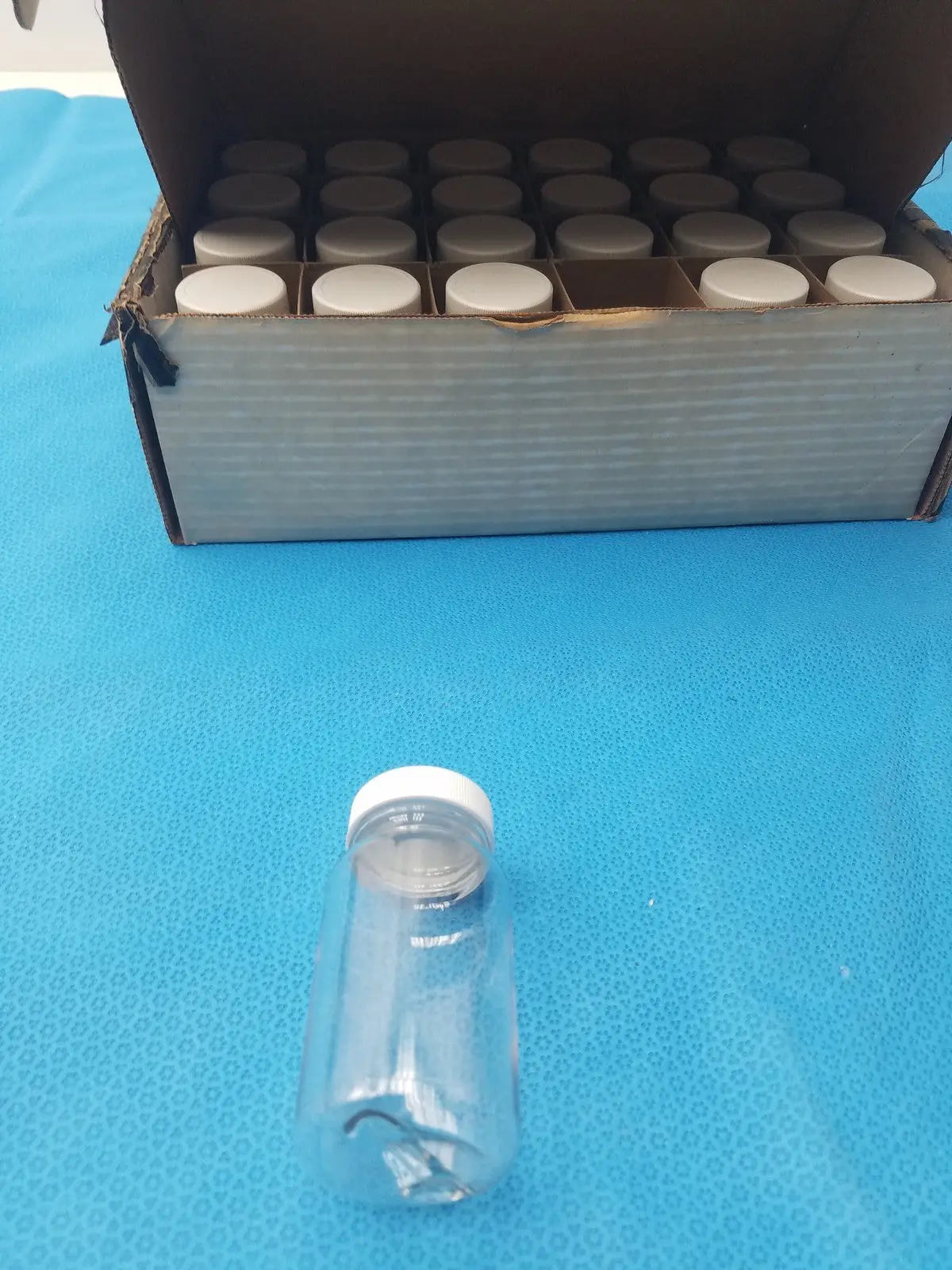 Generic Clear PET Wide Mouth Packer Bottles - White Screw Top Cap - Lot of 24 Packer Bottles, second-hand product photo 2