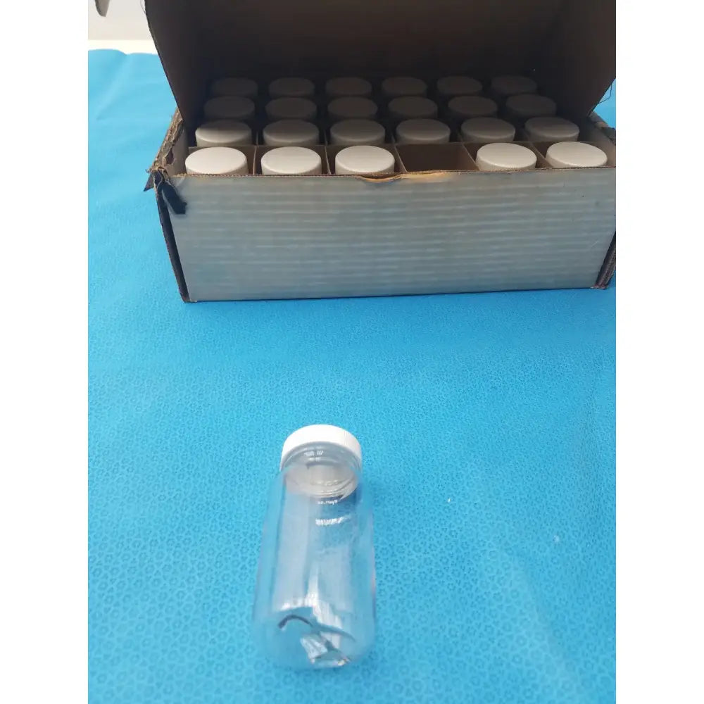 Generic Clear PET Wide Mouth Packer Bottles - White Screw Top Cap - Lot of 24 Packer Bottles, second-hand product photo 2