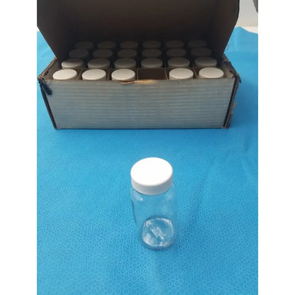 Generic Clear PET Wide Mouth Packer Bottles - White Screw Top Cap - Lot of 24 Packer Bottles, second-hand product photo 1