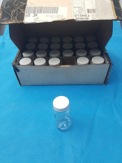 Generic Clear PET Wide Mouth Packer Bottles - White Screw Top Cap - Lot of 24 Packer Bottles, second-hand product photo 3