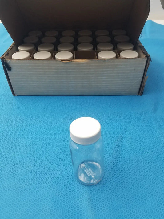 Generic Clear PET Wide Mouth Packer Bottles - White Screw Top Cap - Lot of 24 Packer Bottles, second-hand product photo 1