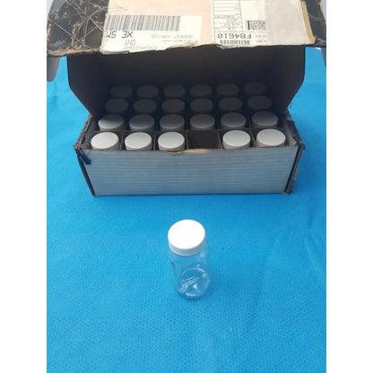 Generic Clear PET Wide Mouth Packer Bottles - White Screw Top Cap - Lot of 24 Packer Bottles, second-hand product photo 3