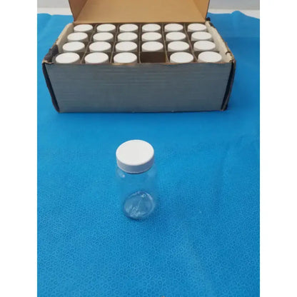 Generic Clear PET Wide Mouth Packer Bottles with White Screw Top Cap - Lot of 24 Laboratory Bottles, second-hand product photo 1