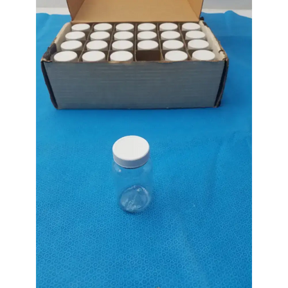 Generic Clear PET Wide Mouth Packer Bottles with White Screw Top Cap - Lot of 24 Laboratory Bottles, second-hand product photo 1