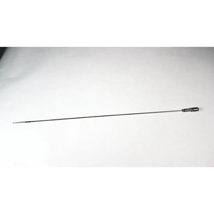 A sleek metallic clickline forceps insert with polished chrome finish and tapered handle for surgical instrument replacement
