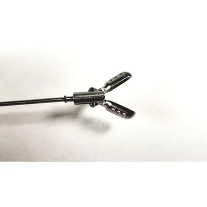 Clickline forceps insert black metal surgical instrument replacement with textured rounded tips and small circular indentations