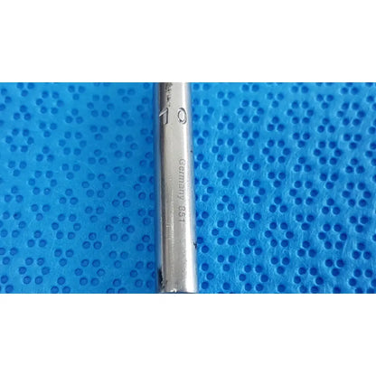 A sleek metallic 10mm precision drill bit with chrome finish from codman debakey mall surgical instrument set