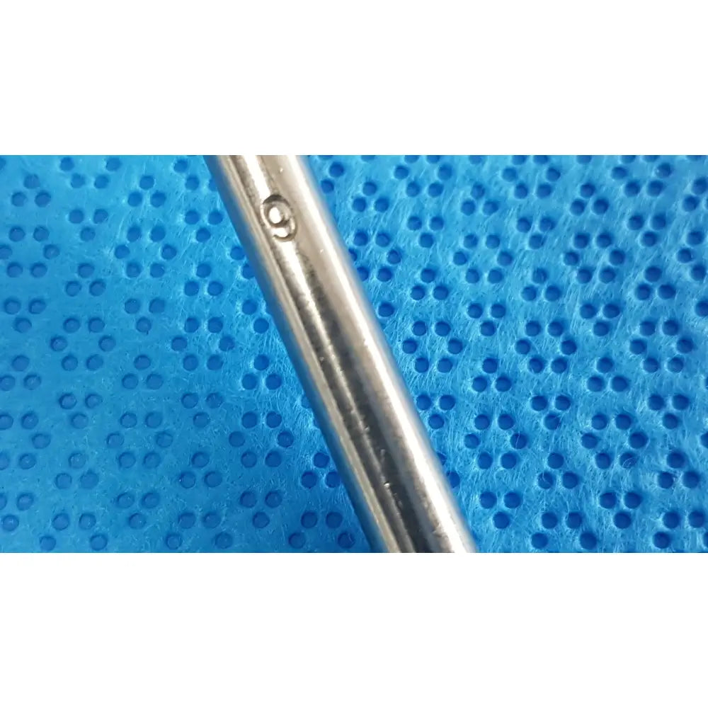 A sleek silver codman debakey mall surgical metal rod with polished finish and engraved number 9 near top