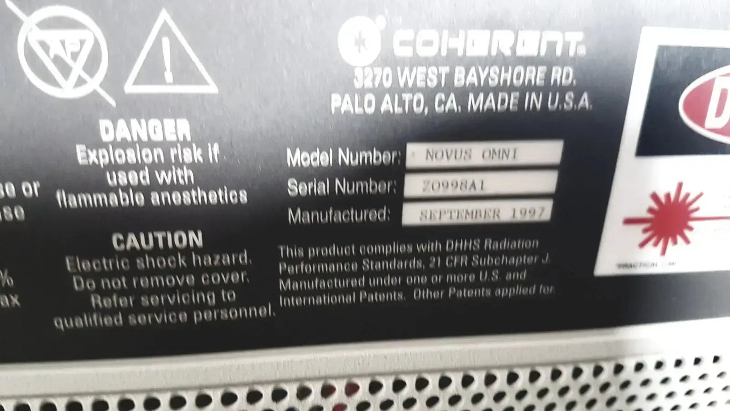Coherent Novus Omni Opthalmic Photocoagulation Laser System 220 VOLT Ophthalmic Photocoagulation Laser System, as-is (for parts) product photo 17