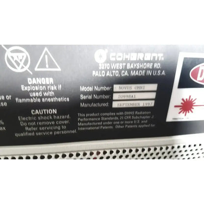 Coherent Novus Omni Opthalmic Photocoagulation Laser System 220 VOLT Ophthalmic Photocoagulation Laser System, as-is (for parts) product photo 17