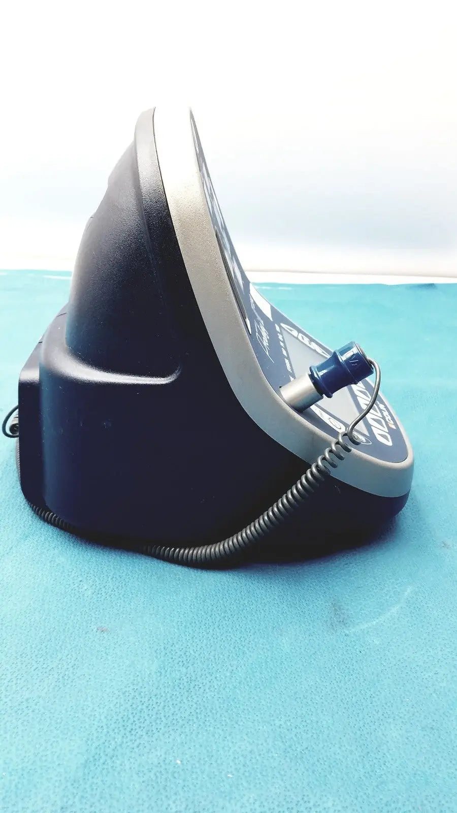 Black and silver colin press-mate prodigy ii 2240 patient monitor with coiled cable and blue side button