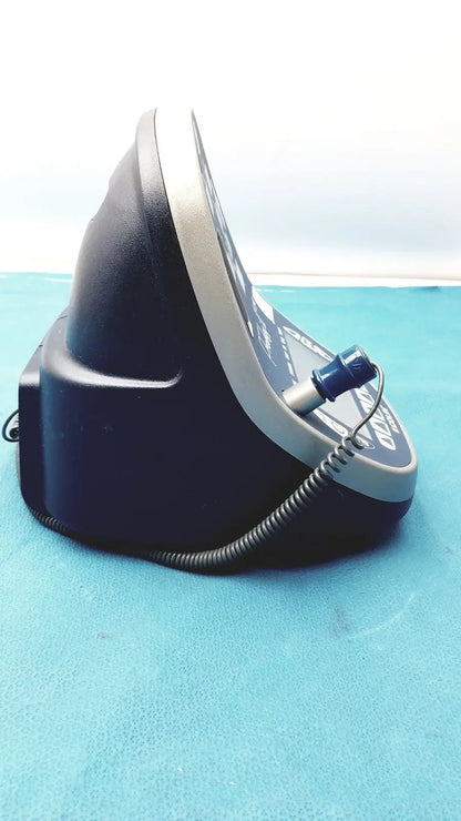 Black and silver colin press-mate prodigy ii 2240 patient monitor with coiled cable and blue side button