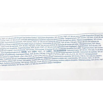 The back side of a conmed 0033040 sigmoidoscopic 18 fr suction instrument label showing reuse medical suction instrument exp 12/2028