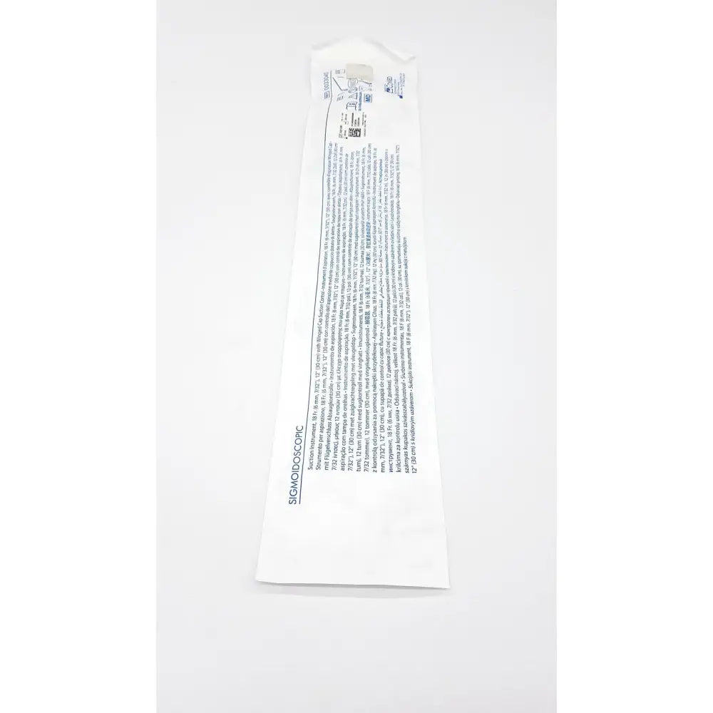 White paper packaging for conmed 0033040 sigmoidoscopic 18 fr suction instrument with reuse medical instrument exp 12 2028