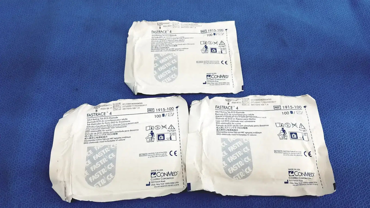 ConMed 1915-100 Fastrace 4 Adult Resting Tab ECG Electrode - Lot of 3 (Expired) ECG Electrode, second-hand product photo 1