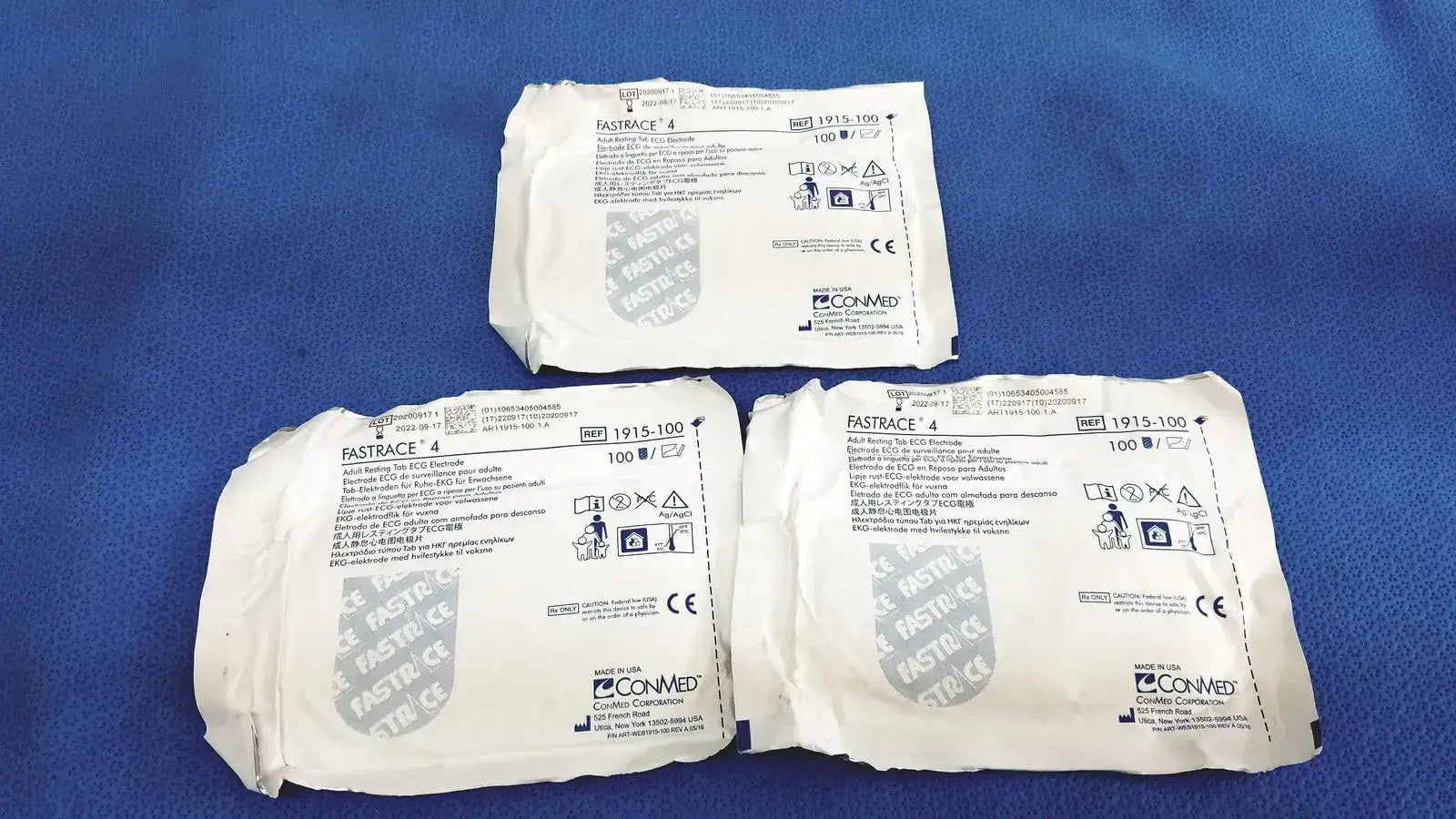 ConMed 1915-100 Fastrace 4 Adult Resting Tab ECG Electrode - Lot of 3 (Expired) ECG Electrode, second-hand product photo 1