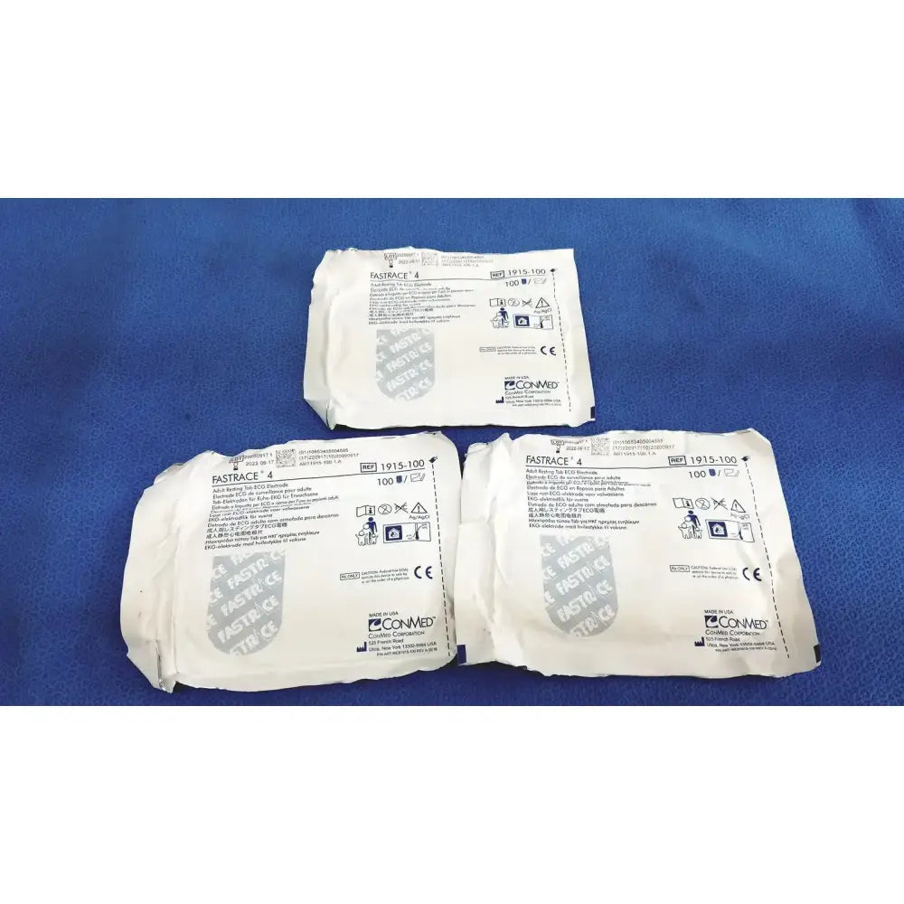 ConMed 1915-100 Fastrace 4 Adult Resting Tab ECG Electrode - Lot of 3 (Expired) ECG Electrode, second-hand product photo 1