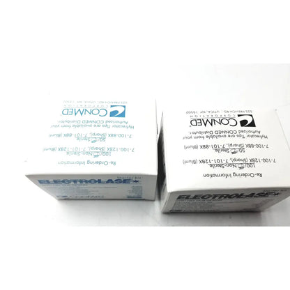 White cardboard boxes labeled electrolase with conmed corporation logo for conmed hyfrecator reuse medical electrosurgical system