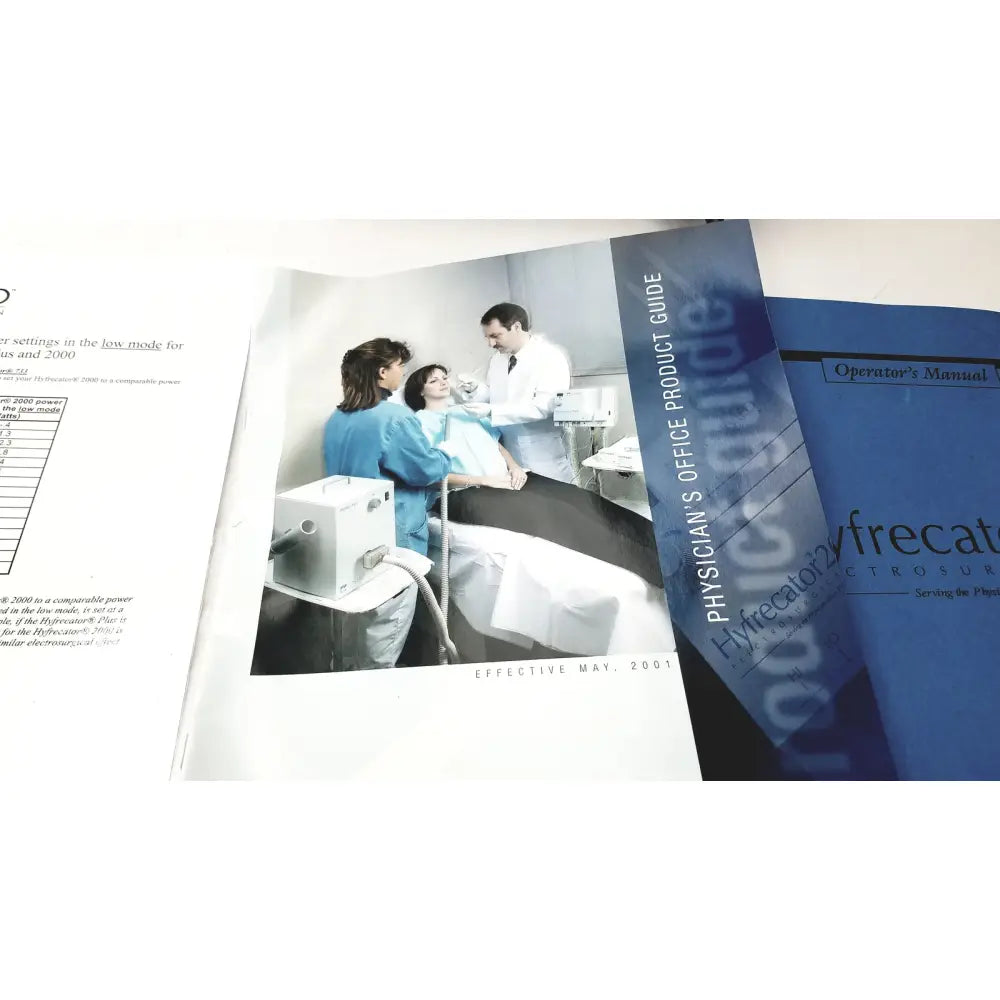 Blue and white conmed hyfrecator 2000 product guide manual for electrosurgical system with reuse medical accessories