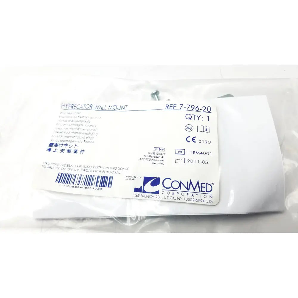 Conmed hyfrecator 2000 wall mount sterile medical device packaged in clear plastic for safe reuse medical applications