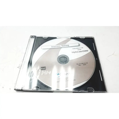 Silver conmed hyfrecator cd labeled inservice training of the hyfrecator 2000 in a clear plastic case for reuse medical training