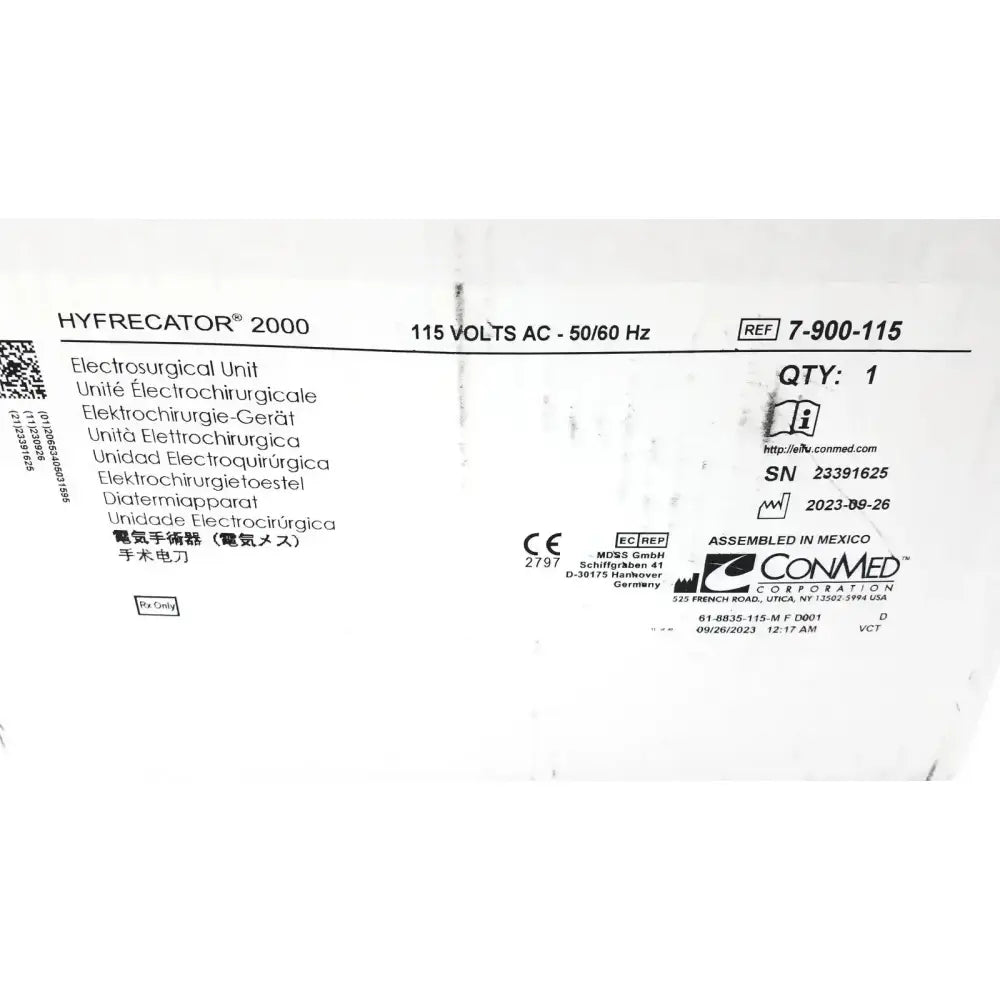 Conmed Hyfrrecator 2000 Model 7-900-115 Dessiicator Electrosurgical Unit, second-hand product photo 2