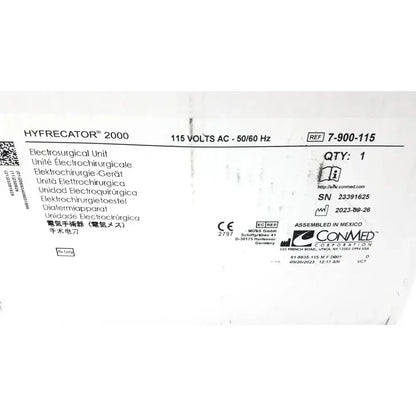 Conmed Hyfrrecator 2000 Model 7-900-115 Dessiicator Electrosurgical Unit, second-hand product photo 2