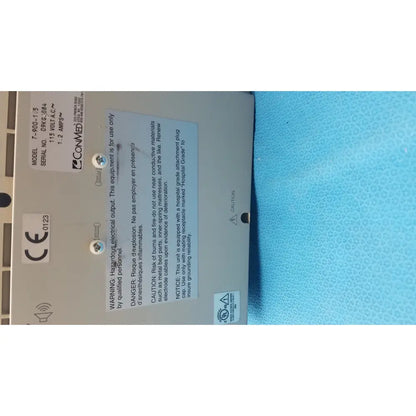 Gray conmed hyfrrecator 2000 model 7-900-115 with white labeling and safety warnings on reuse medical device g-bbde3c1-90w