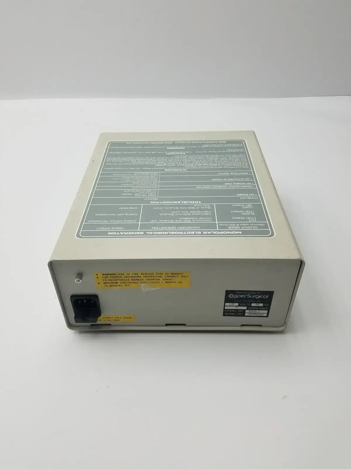 CooperSurgical LEEP System 6000 Electrosurgical Generator Model 6000-1 120V Electrosurgical Generator, second-hand product photo 5