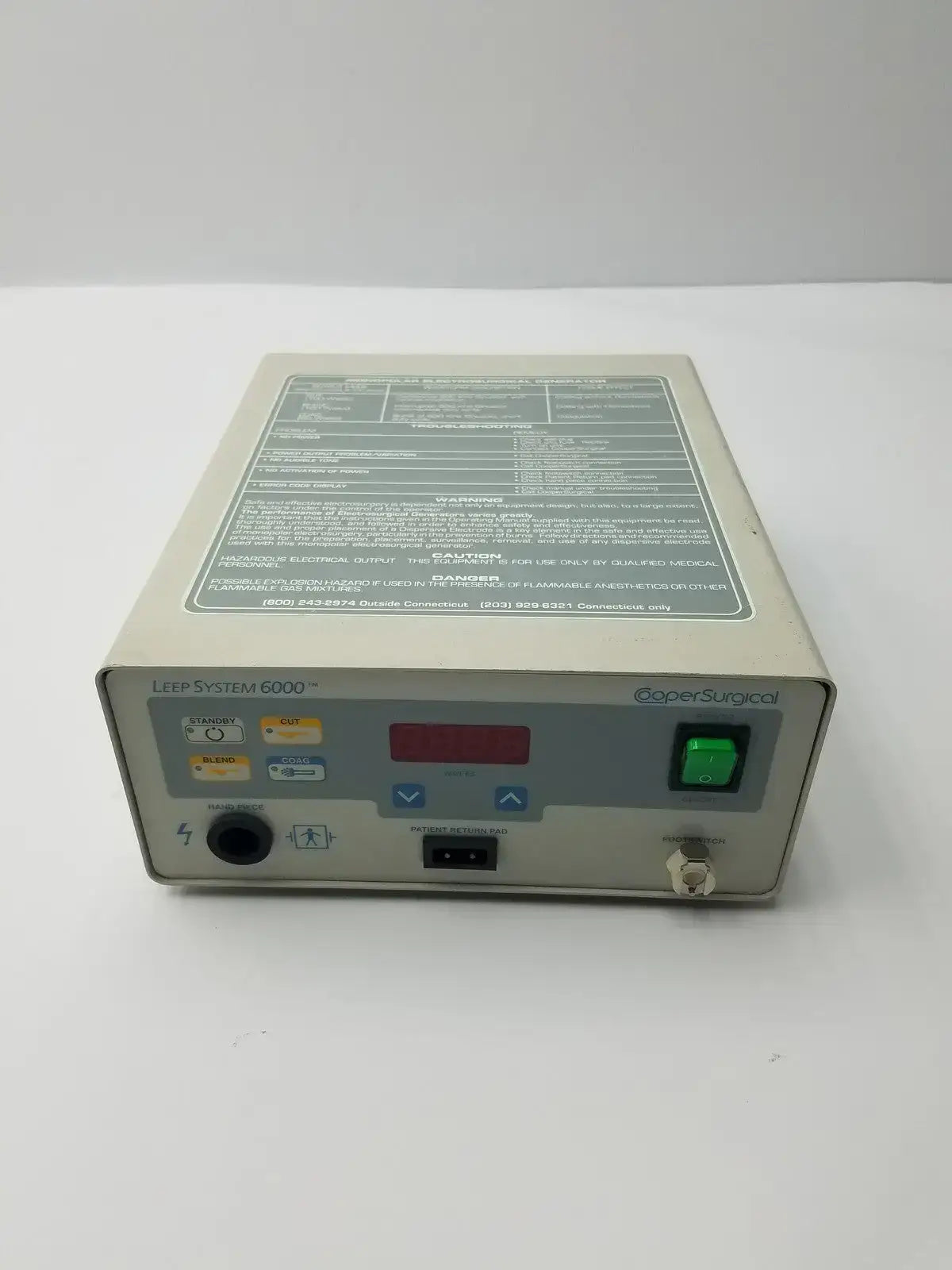 CooperSurgical LEEP System 6000 Electrosurgical Generator Model 6000-1 120V Electrosurgical Generator, second-hand product photo 10
