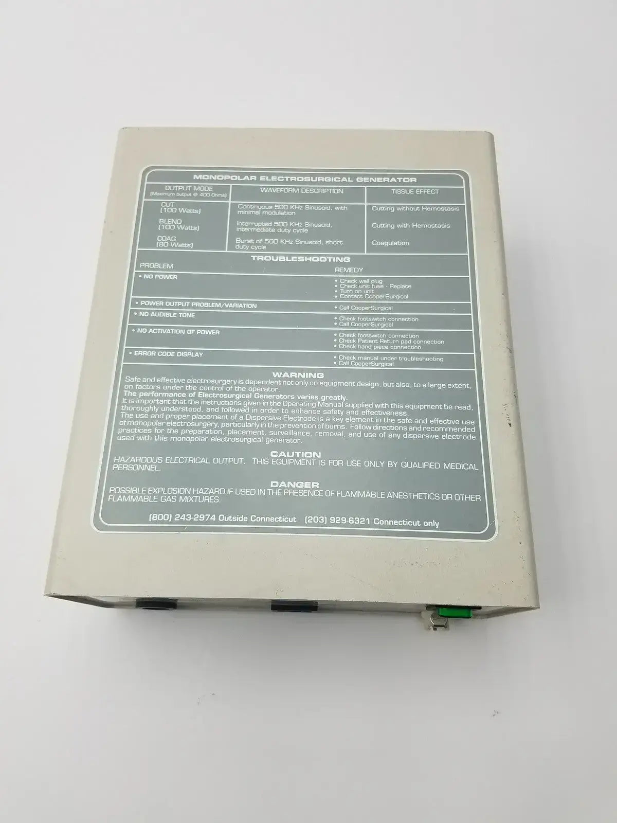 CooperSurgical LEEP System 6000 Electrosurgical Generator Model 6000-1 120V Electrosurgical Generator, second-hand product photo 3