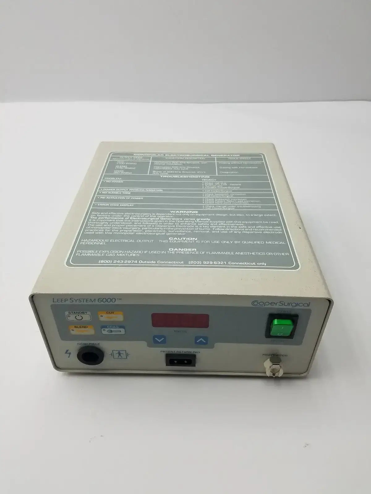 CooperSurgical LEEP System 6000 Electrosurgical Generator Model 6000-1 120V Electrosurgical Generator, second-hand product photo 9