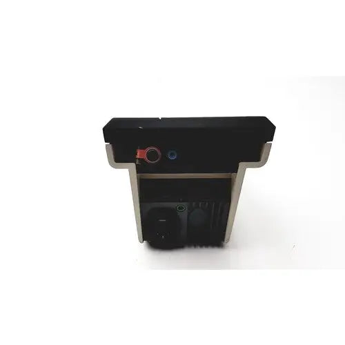 Black and silver corning pH meter 240 wall-mounted device with red and blue circular ports for reuse medical settings